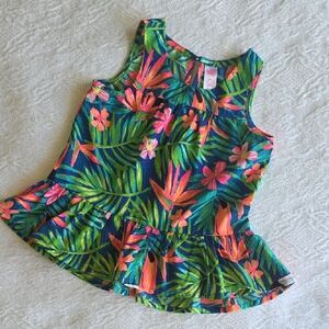 Girls Tropical Floral Peplum Top - 12 Months